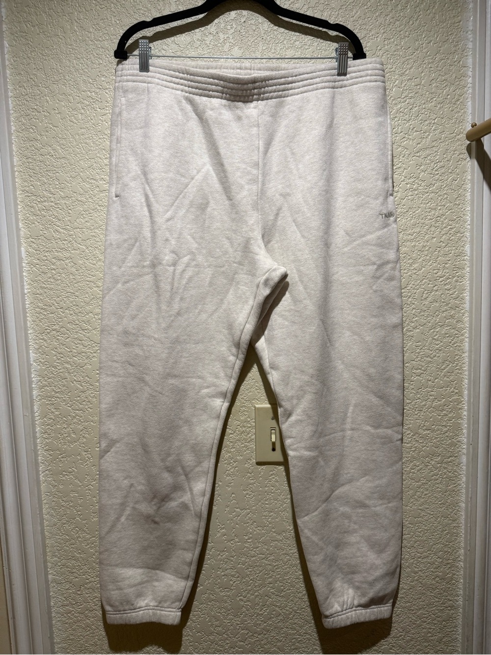 Aritzia TNA Heather Light Oatmeal Sweatfleece Cozy Fleece Sweatpants Size XL
